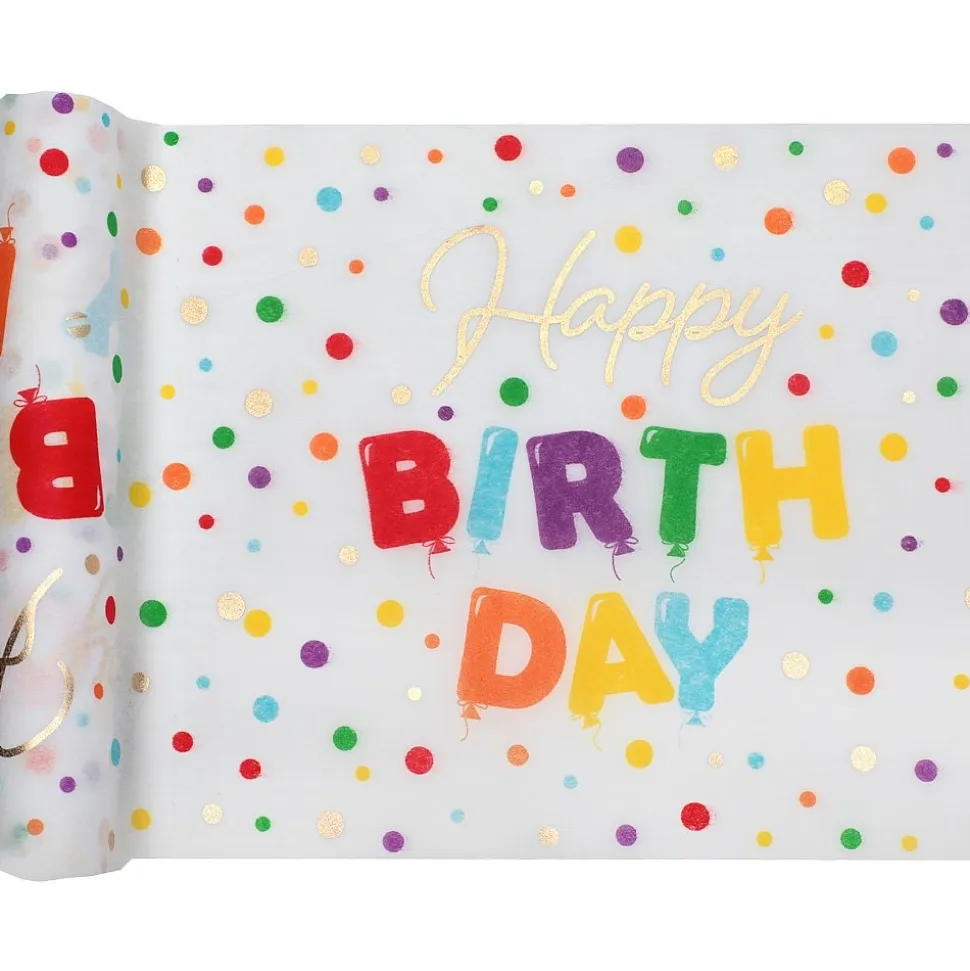 Tischläufer "Happy Birthday" bunt 28 cm x 3 m