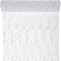 Tischläufer moderne Spitze weiß 30 cm x 5 m