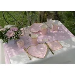 Tischläufer rosa mit goldenen Punkten 26 cm x 3 m
