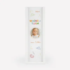 Wackelturm Spiel mit personalisierter Geschenkbox "Schulkind"