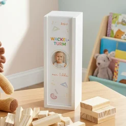 Wackelturm Spiel mit personalisierter Geschenkbox