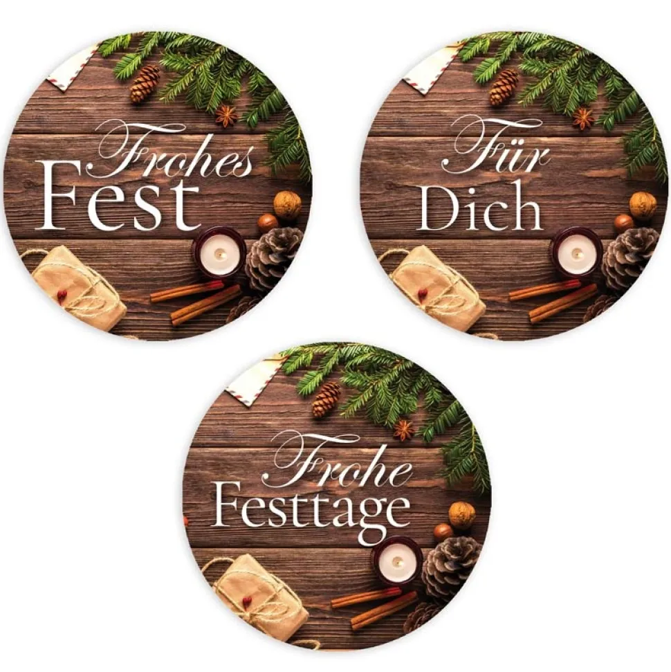 Weihnachtsaufkleber Rustikal 48 Stück