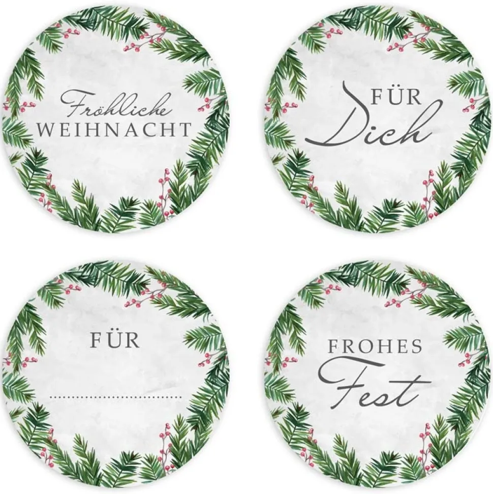 Weihnachtsaufkleber Tannengrün 48 Stück