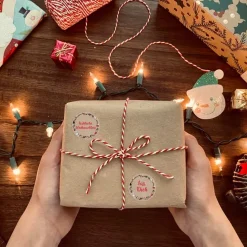 Weihnachtsaufkleber Vintage Kranz 48 Stück