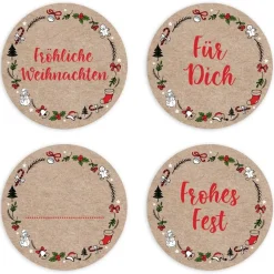 Weihnachtsaufkleber Vintage Kranz 48 Stück