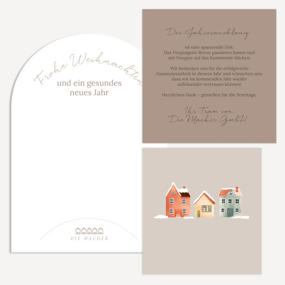 Weihnachtskarte halbrund "Cozy Home"