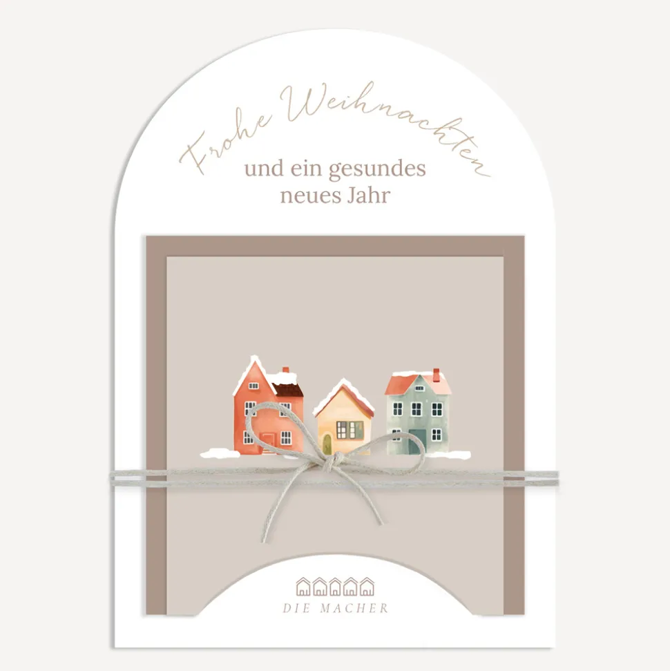 Weihnachtskarte halbrund "Cozy Home"