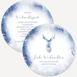 Weihnachtskarte rund "Aquarell Rentier"
