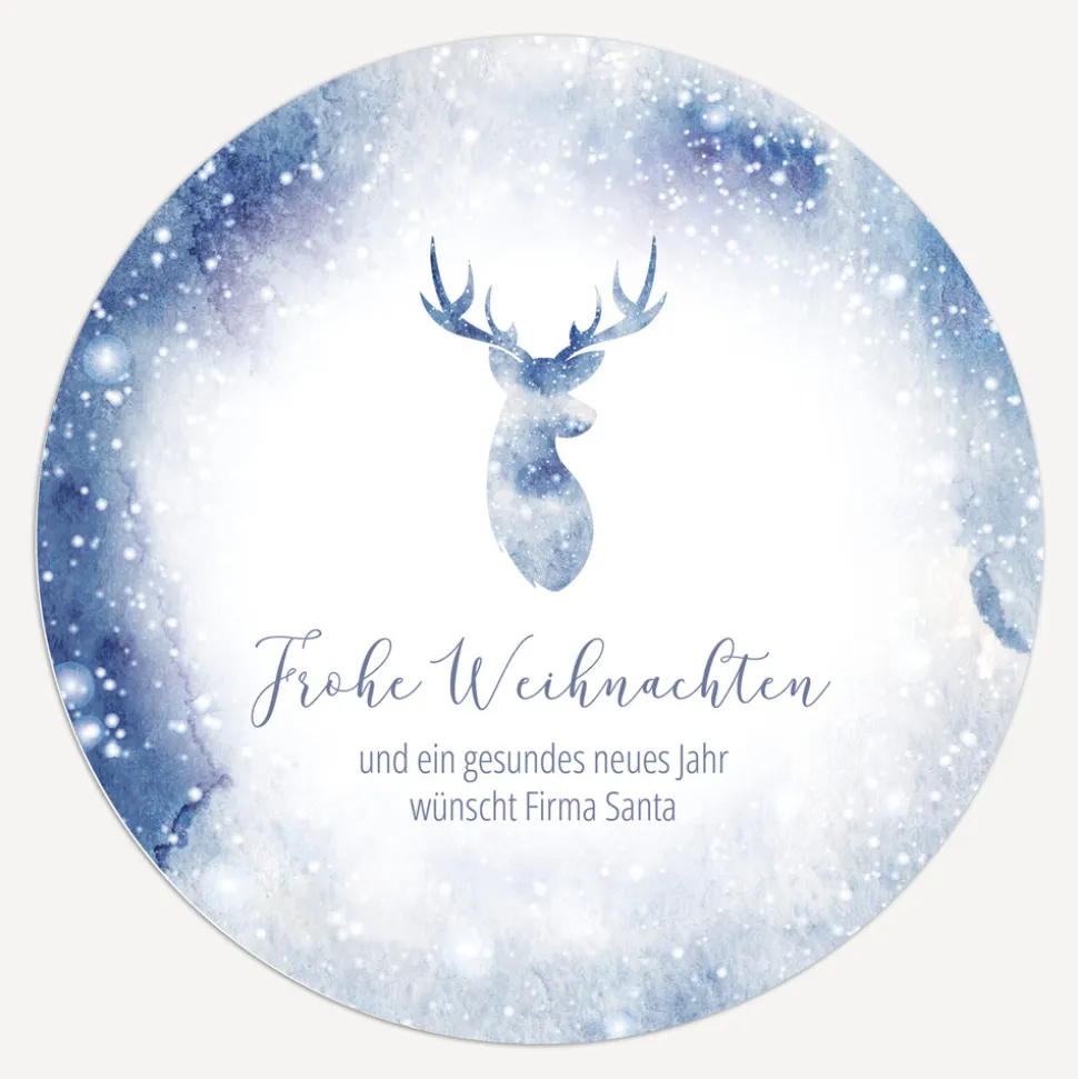 Weihnachtskarte rund "Aquarell Rentier"
