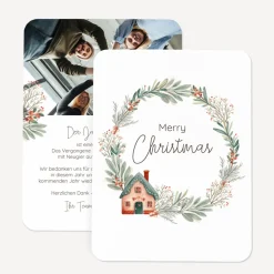 Weihnachtskarte runde Ecken "Merry Christmas"