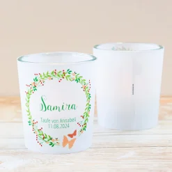 Windlicht Taufe "Blumenkranz" inkl. Glas