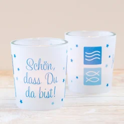 Windlicht Taufe "Symbole" inkl. Glas