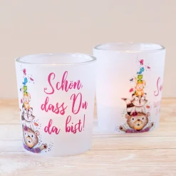 Windlicht Taufe "Tiere" inkl. Glas