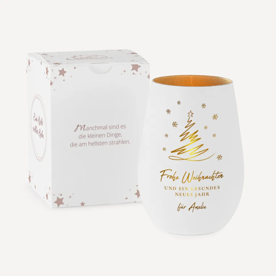 Windlicht Weihnachten mit Gravur "Kleine Tanne"