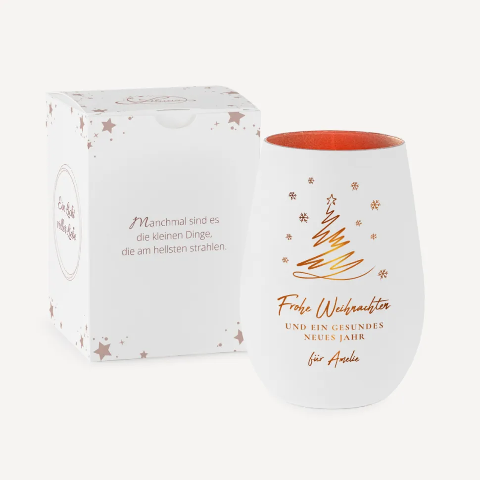 Windlicht Weihnachten mit Gravur "Kleine Tanne"