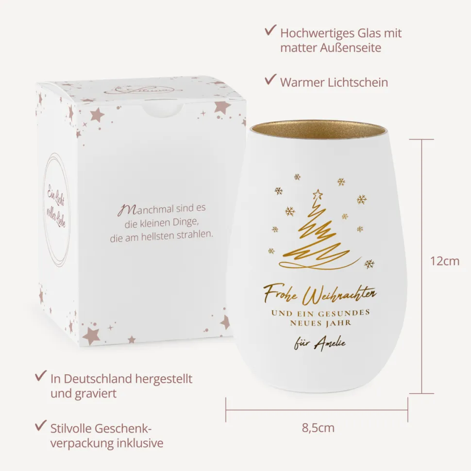 Windlicht Weihnachten mit Gravur "Kleine Tanne"