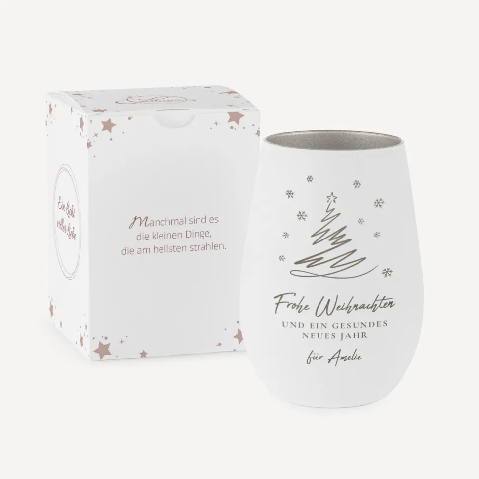Windlicht Weihnachten mit Gravur "Kleine Tanne"