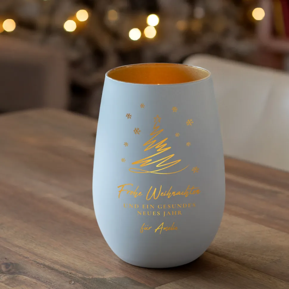 Windlicht Weihnachten mit Gravur "Kleine Tanne"
