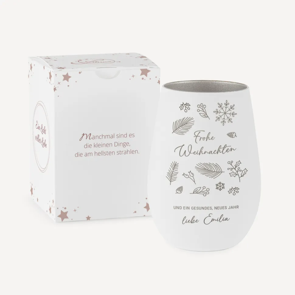 Windlicht Weihnachten mit Gravur "Winterzeit"