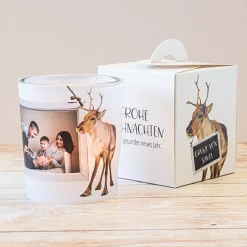 Windlicht Weihnachten Rentier - Give Away mit Foto personalisierbar