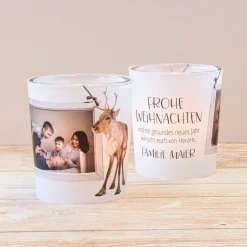 Windlicht Weihnachten Rentier - Give Away mit Foto personalisierbar