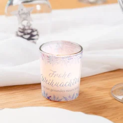 Windlicht Weihnachten Schneegestöber inkl. Glas