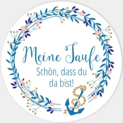 24 x Aufkleber Taufe Anker mit Kranz