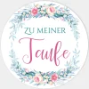 24 x Aufkleber Taufe Kranz Aquarell