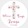 24 x Aufkleber Taufe Kreuz mit Blumen
