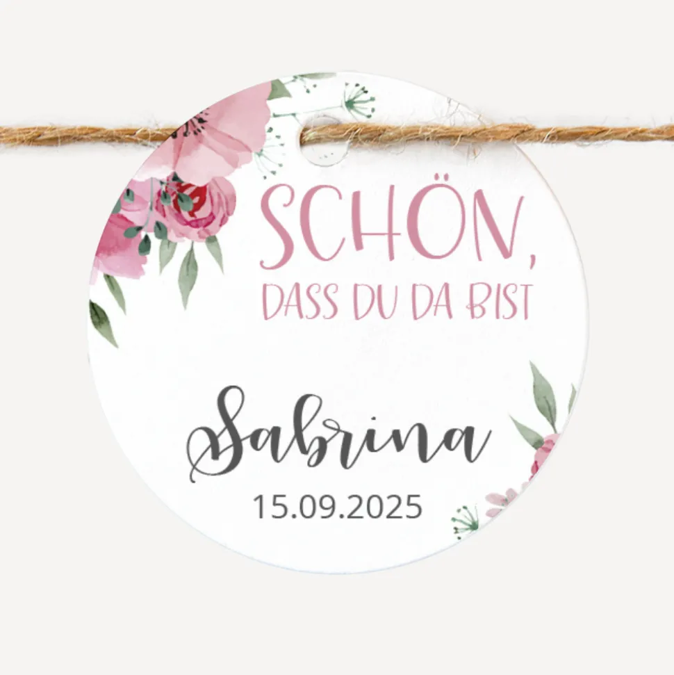24 x Geschenkanhänger rund "Bohemian Summer"