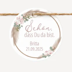 24 x Geschenkanhänger rund "Boho Pampas"