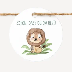 24 x Geschenkanhänger rund "Löwe Leo"