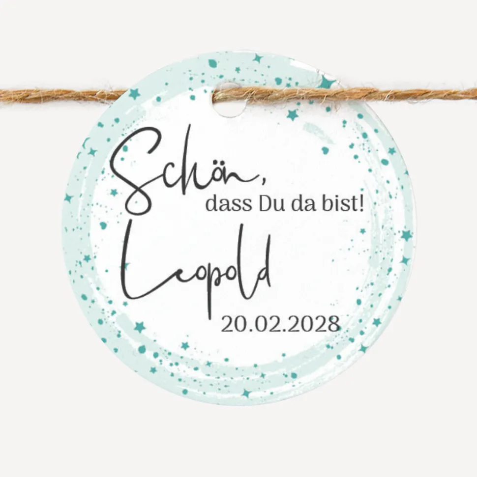24 x Geschenkanhänger rund "Sterne"