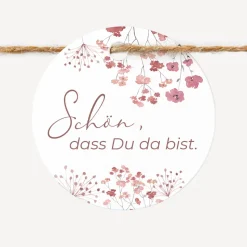 24 x Geschenkanhänger rund "Trockenblumen Blush"