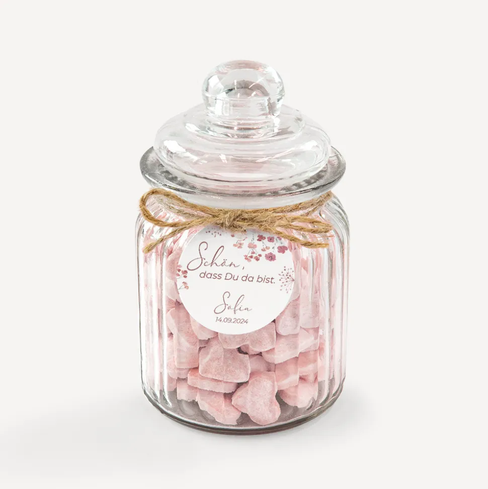 24 x Geschenkanhänger rund "Trockenblumen Blush"