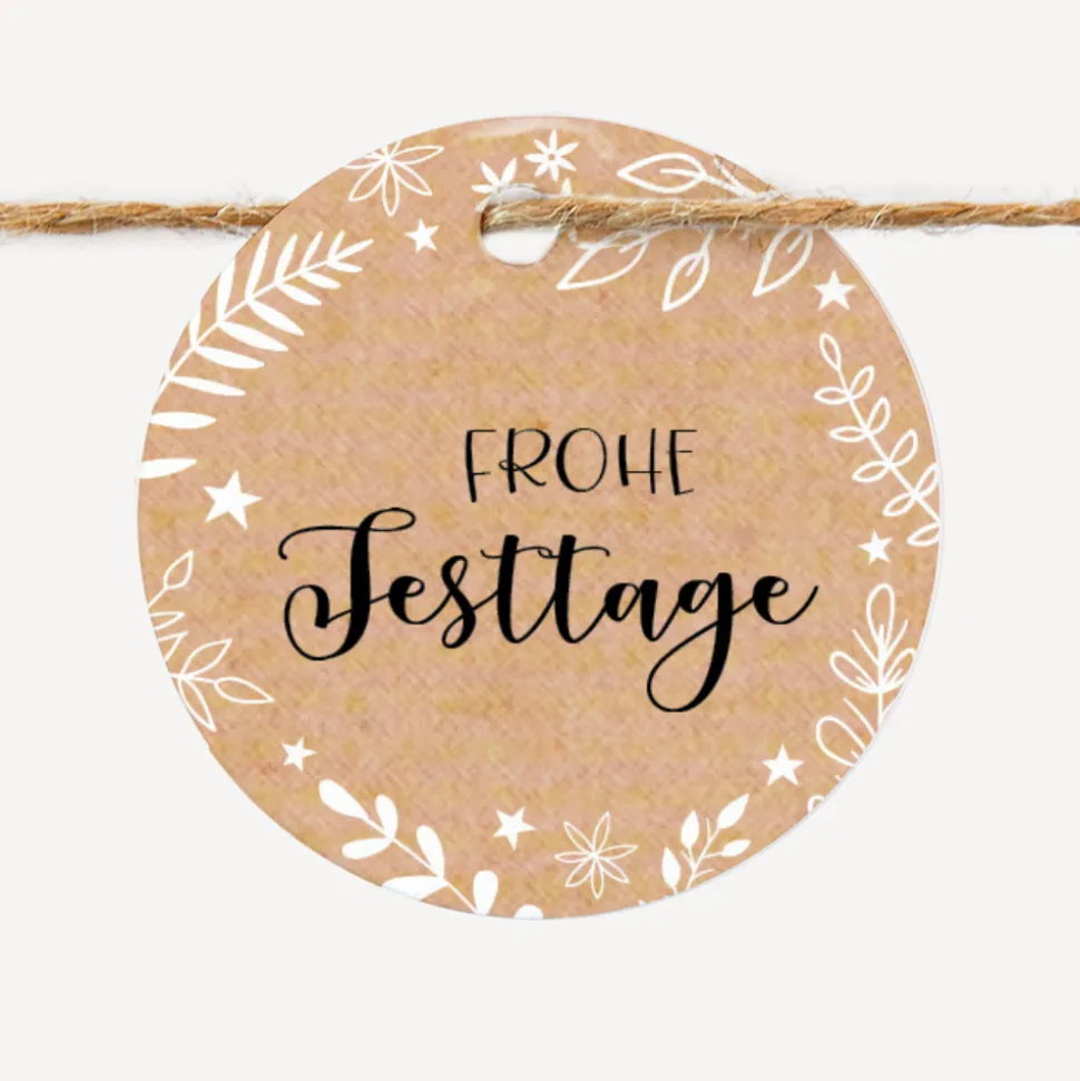 24 x Geschenkanhänger rund Weihnachten geschäftlich "Frohe Weihnachten"