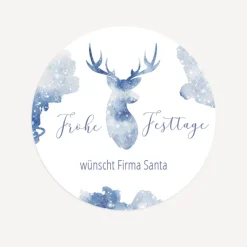 48 x Weihnachtsaufkleber geschäftlich "Aquarell Rentier"