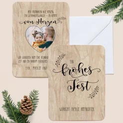6 x Weihnachtskarte Holz