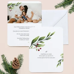 6 x Weihnachtskarte Mistelzweig