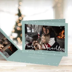 8 x Weihnachtskarte mit Foto mint