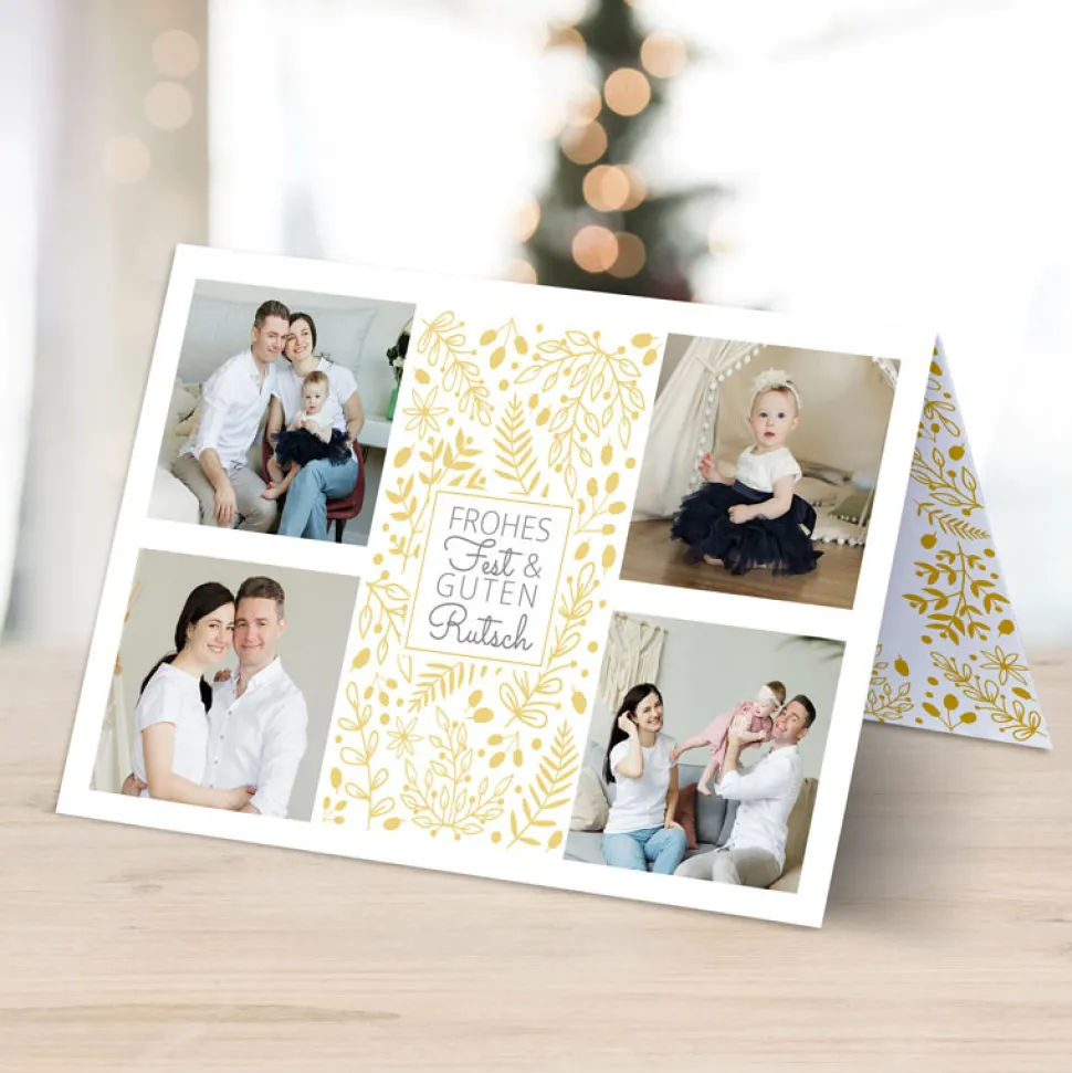 6 x Weihnachtskarte mit Foto Zweige