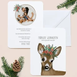 6 x Weihnachtskarte Reh