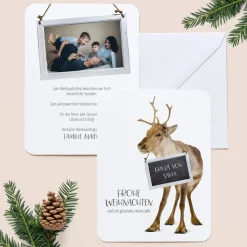 6 x Weihnachtskarte Rentier