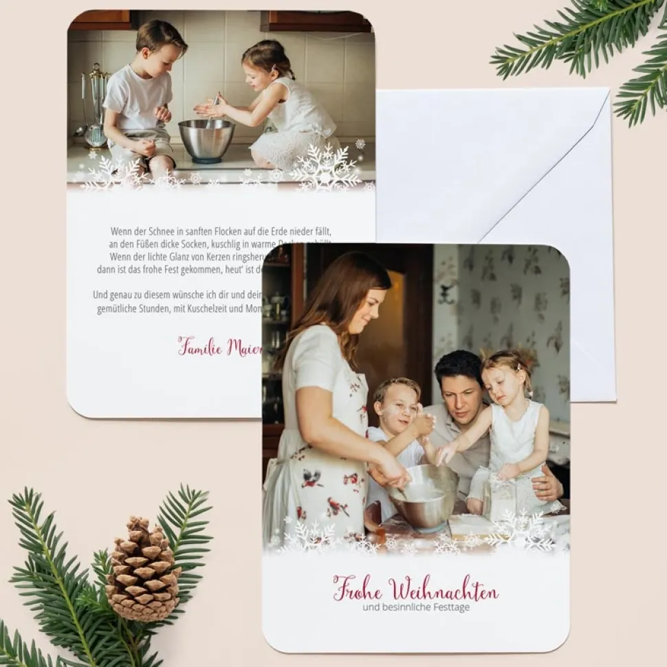6 x Weihnachtskarte Schneegestöber