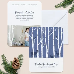 6 x Weihnachtskarte Wald