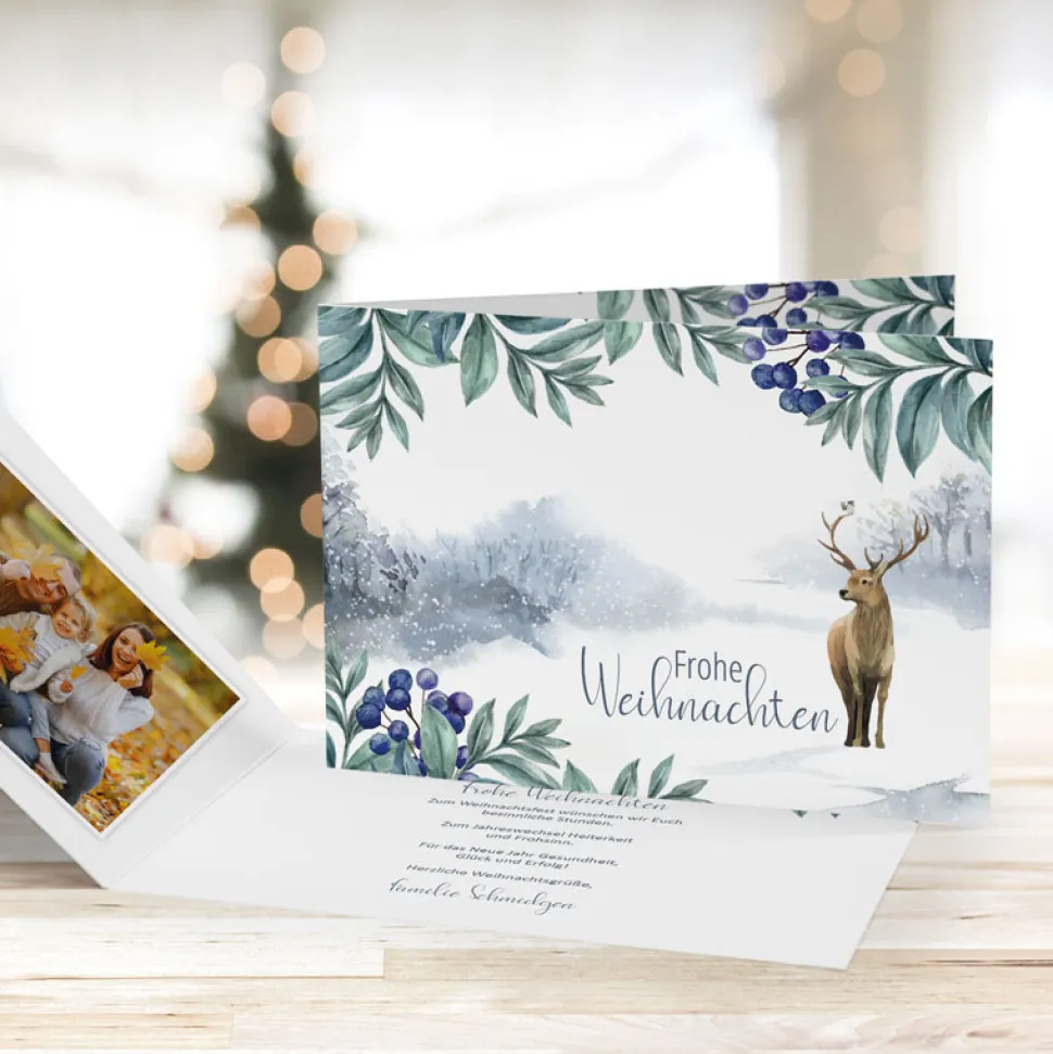 8 x Weihnachtskarte Winterlandschaft