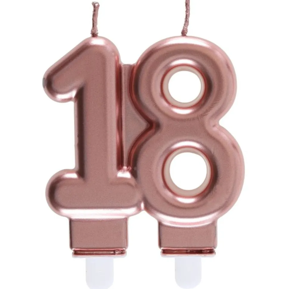 Zahlenkerze "18" roségold