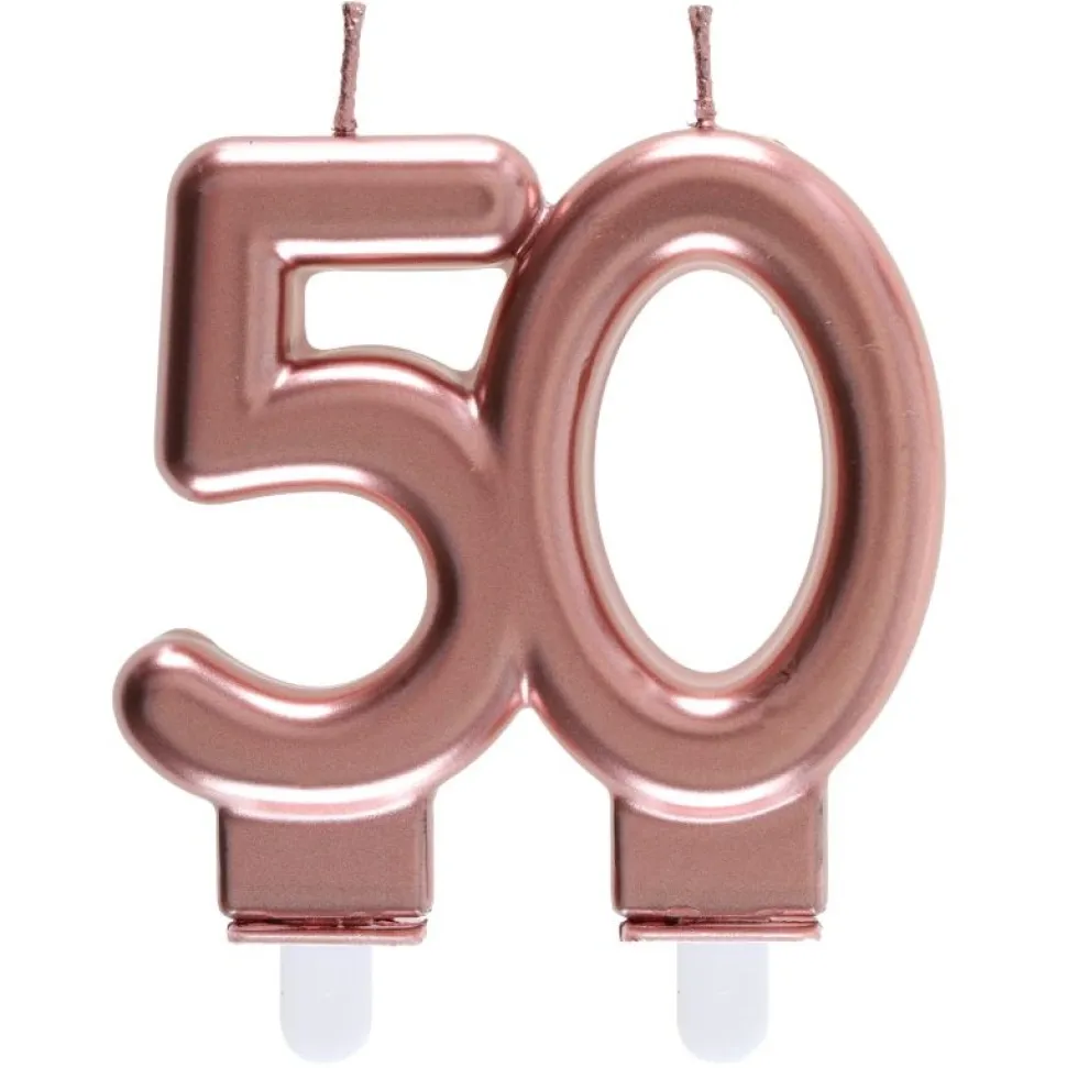 Zahlenkerze "50" roségold
