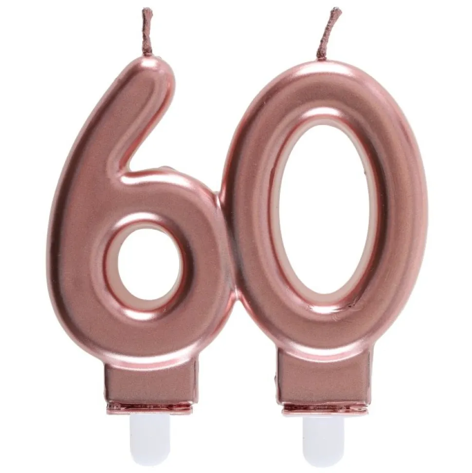 Zahlenkerze "60" roségold
